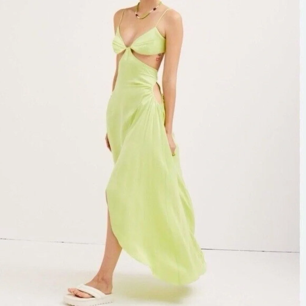 for love and lemons lime green dress For Love & Lemons Toni Cut Out Maxi Dress In Lime Green